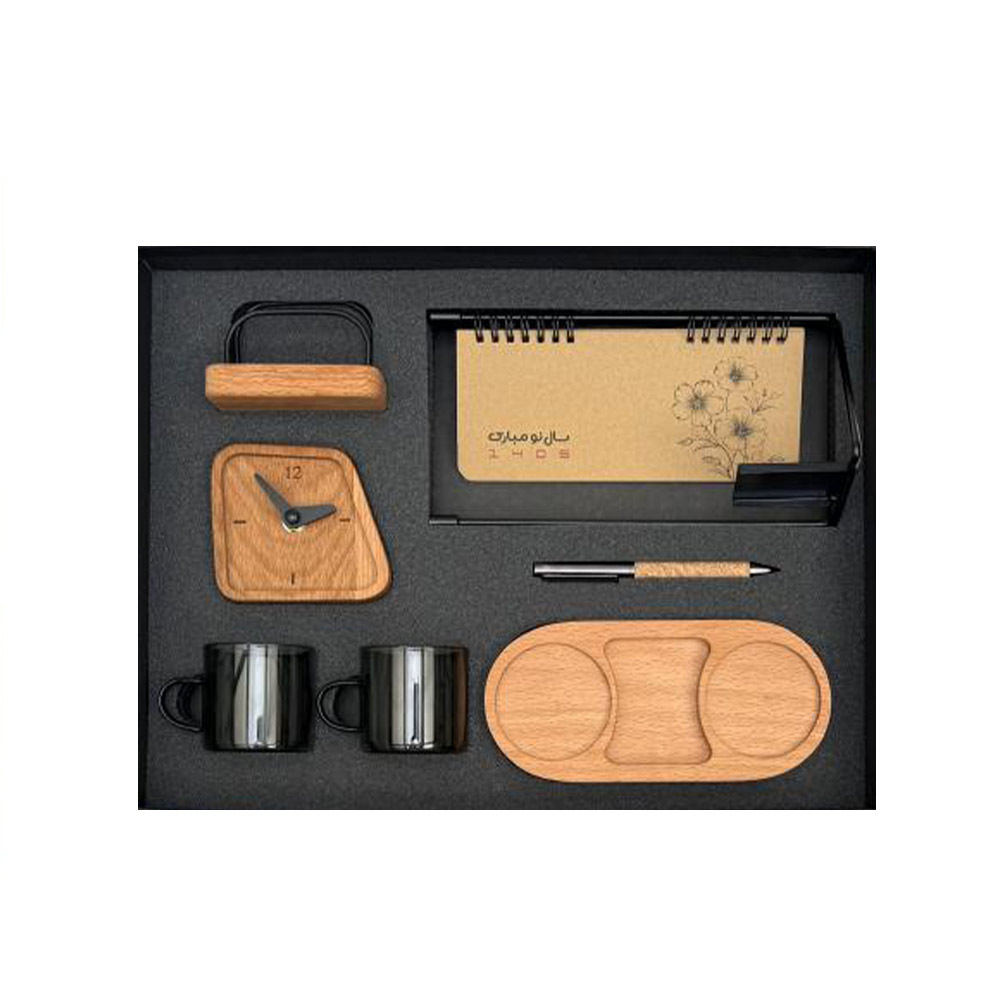 ست هدیه چوبی 1405 آداک کد 008 - حکاکی اسم و لوگو
