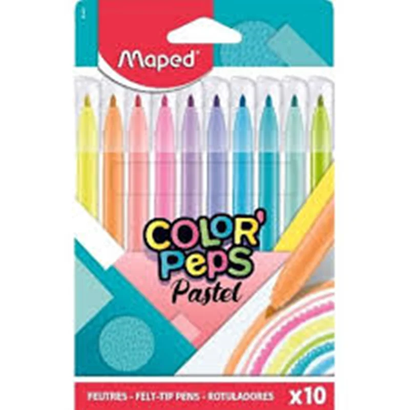 ماژیک رنگ آمیزی پاستلی مپد مدل felt tip pens بسته 10 رنگ