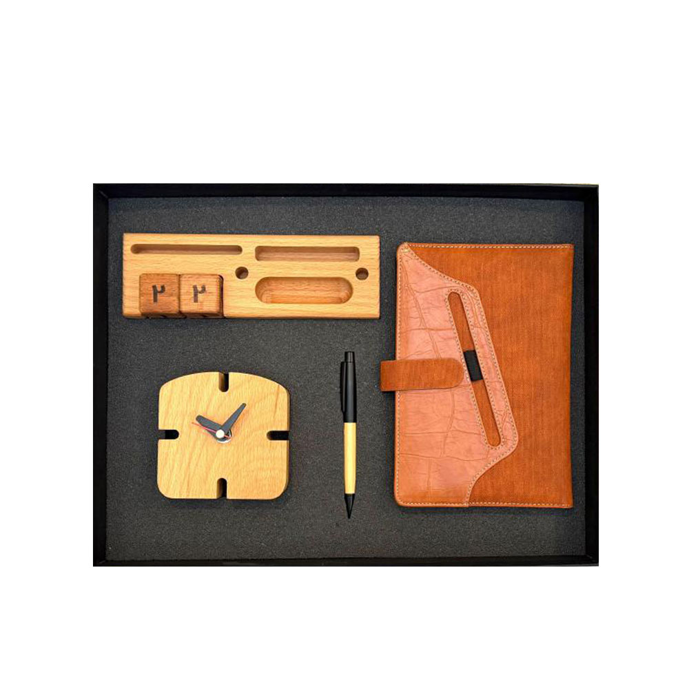 ست هدیه چوبی 1405 آداک کد 004 - حکاکی اسم و لوگو