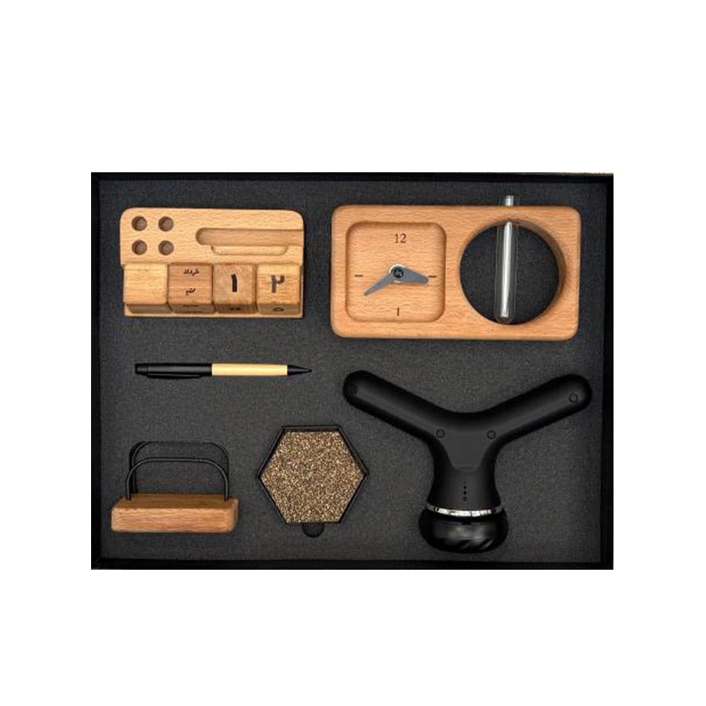 ست هدیه چوبی 1405 آداک کد 010 - حکاکی اسم و لوگو