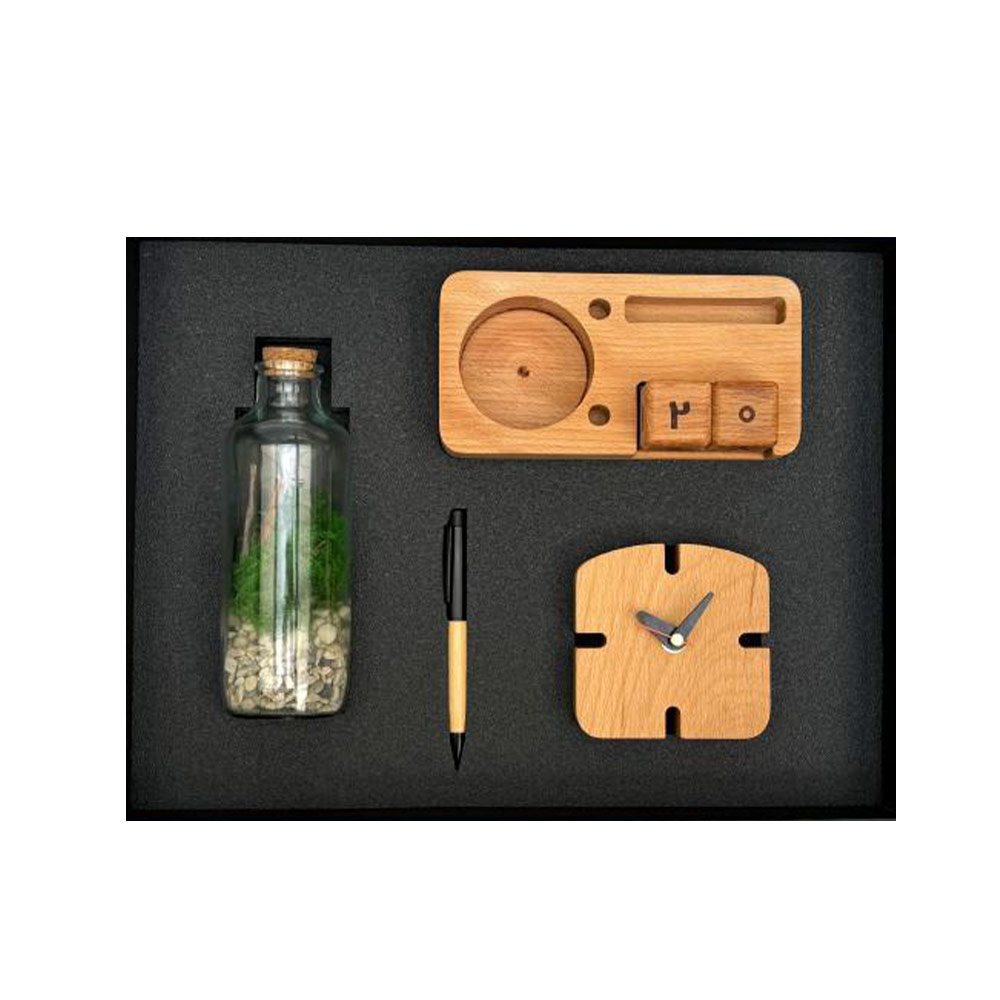 ست هدیه چوبی 1405 آداک کد 013 - حکاکی اسم و لوگو